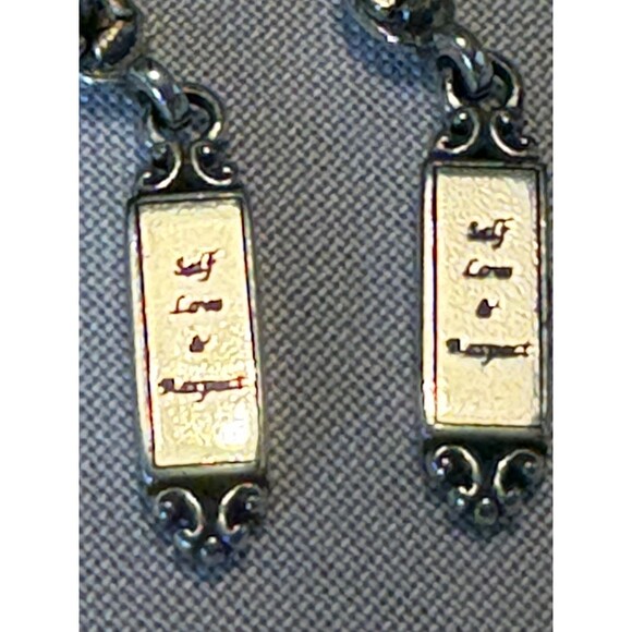 Religious Cross Dangle Earrings Engraved Self Love Respect Statement Jewelry - Picture 5 of 6